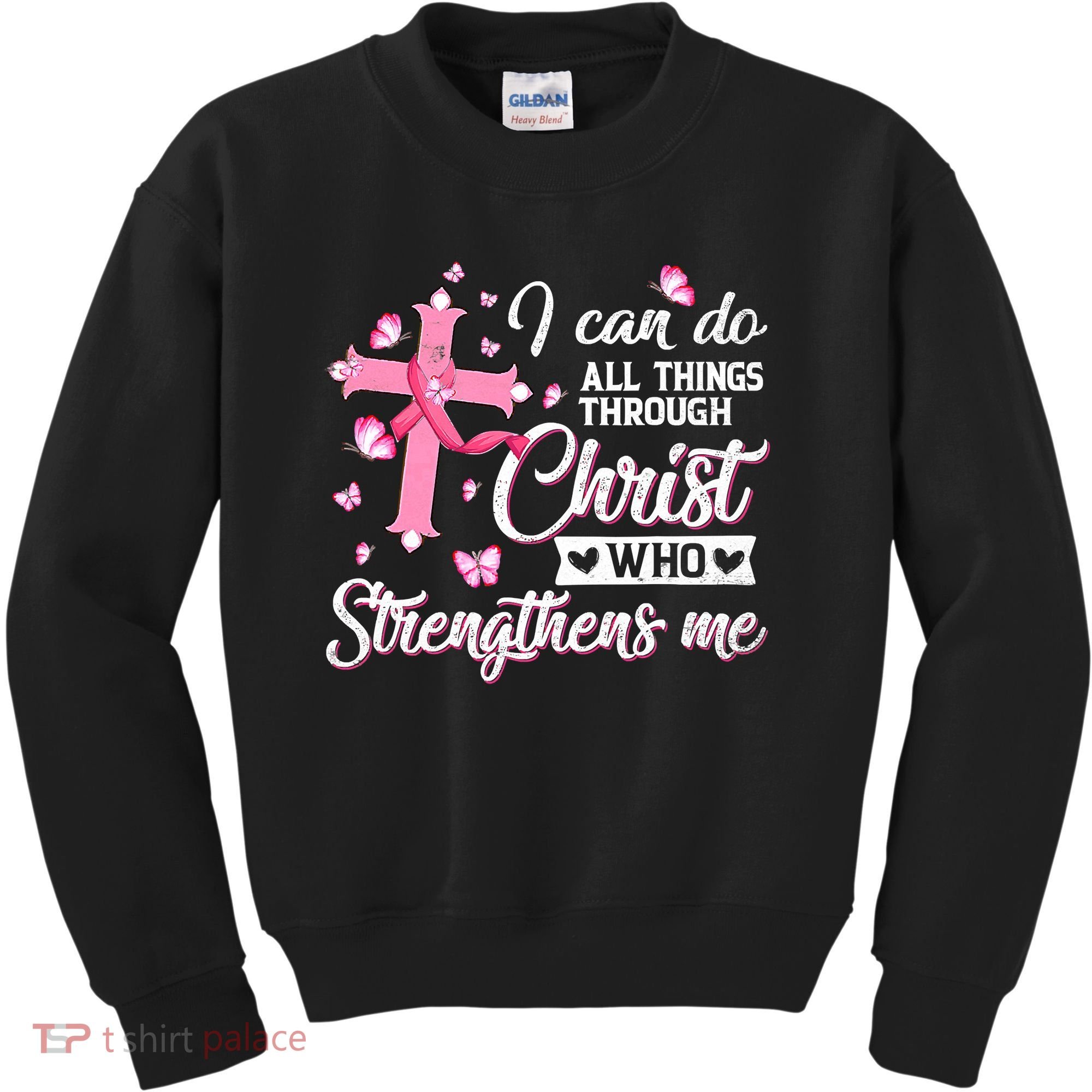 Breast Cancer I Can Do All Things Through Christ Kids Sweatshirt