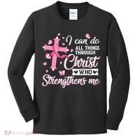 Breast Cancer I Can Do All Things Through Christ Kids Long Sleeve Shirt thumb 0