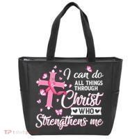 Breast Cancer I Can Do All Things Through Christ Tote Bag thumb 0