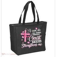 Breast Cancer I Can Do All Things Through Christ Tote Bag thumb 2
