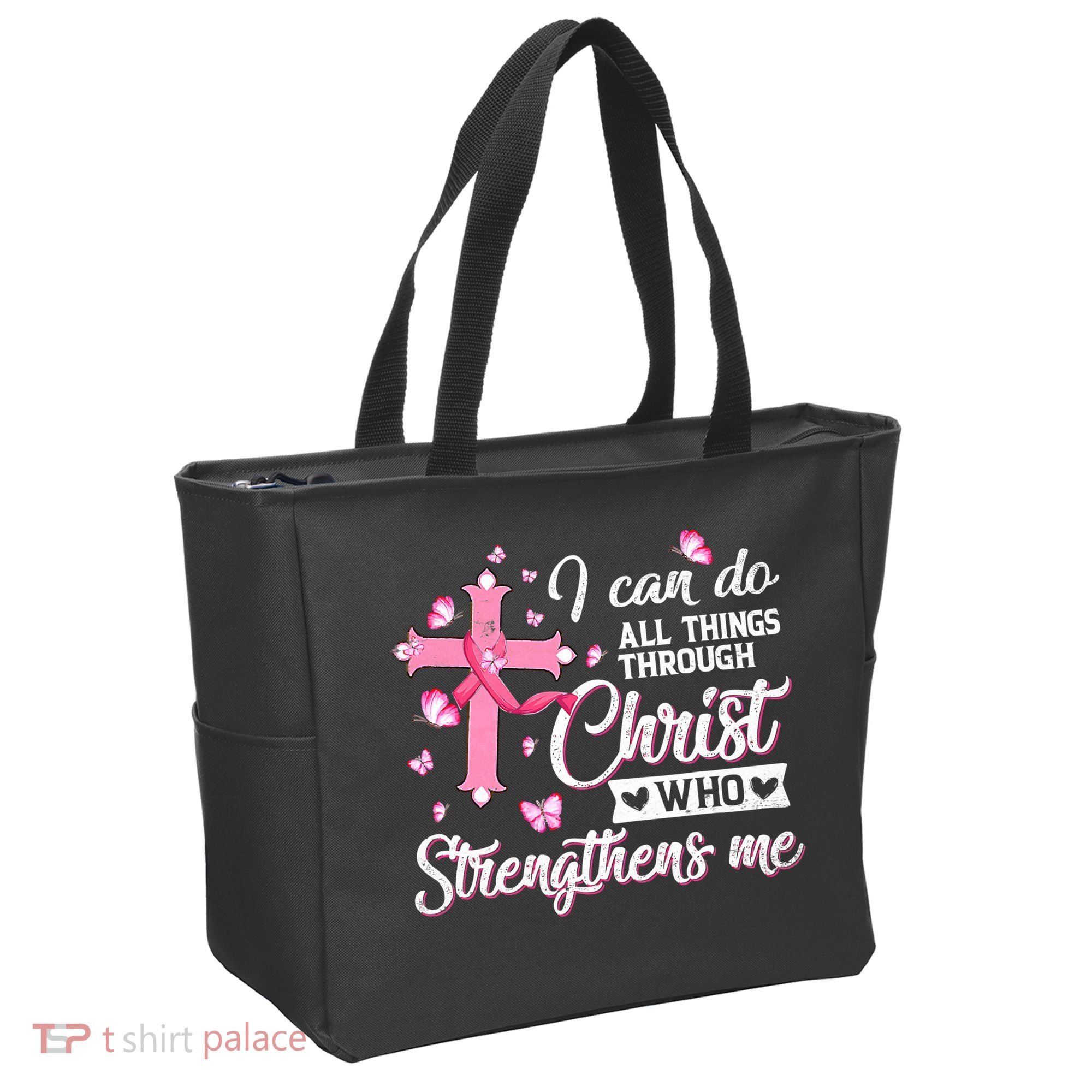 Breast Cancer I Can Do All Things Through Christ Tote Bag