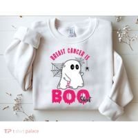 Breast Cancer Is Boo Sheet Halloween Ghost Sweatshirt thumb 2