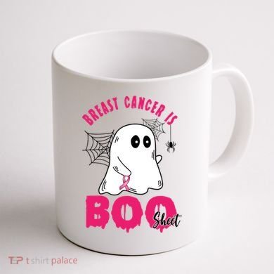 Breast Cancer Is Boo Sheet Halloween Ghost Coffee Mug back