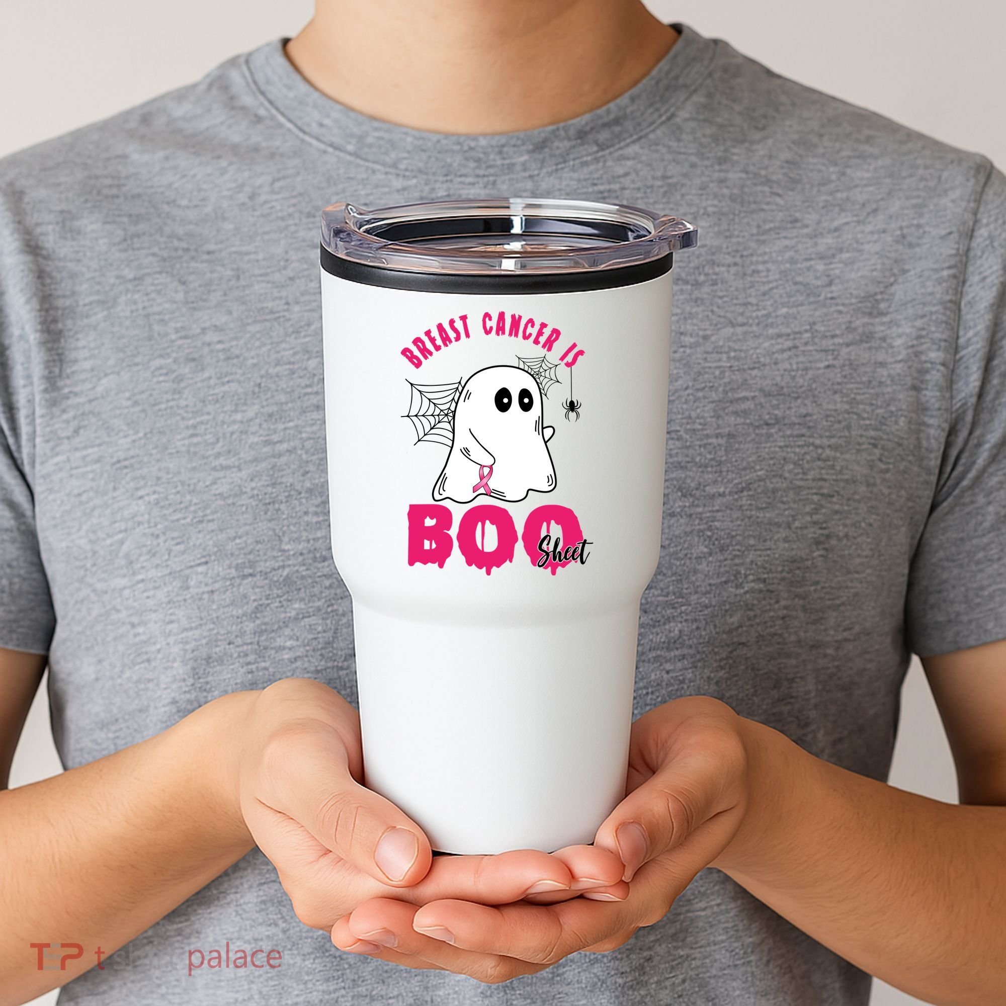 Breast Cancer Is Boo Sheet Halloween Ghost Tumbler
