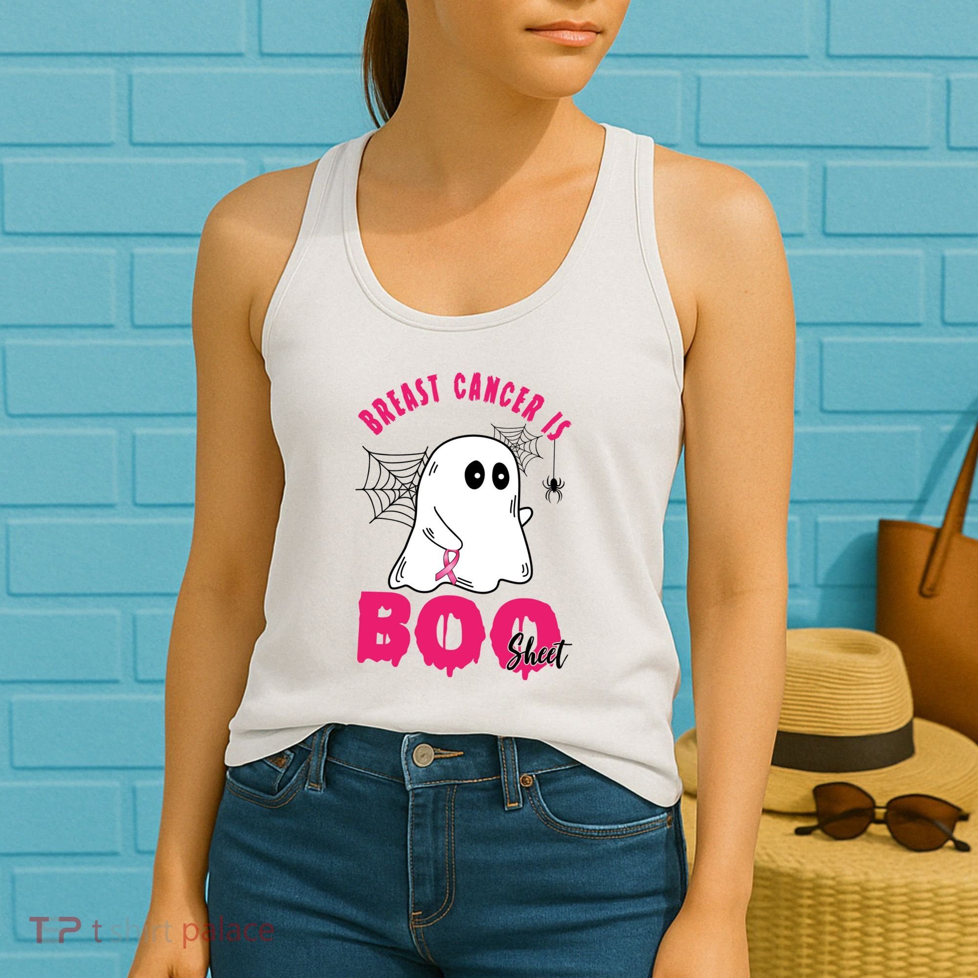 Breast Cancer Is Boo Sheet Halloween Ghost Women's Tank Top