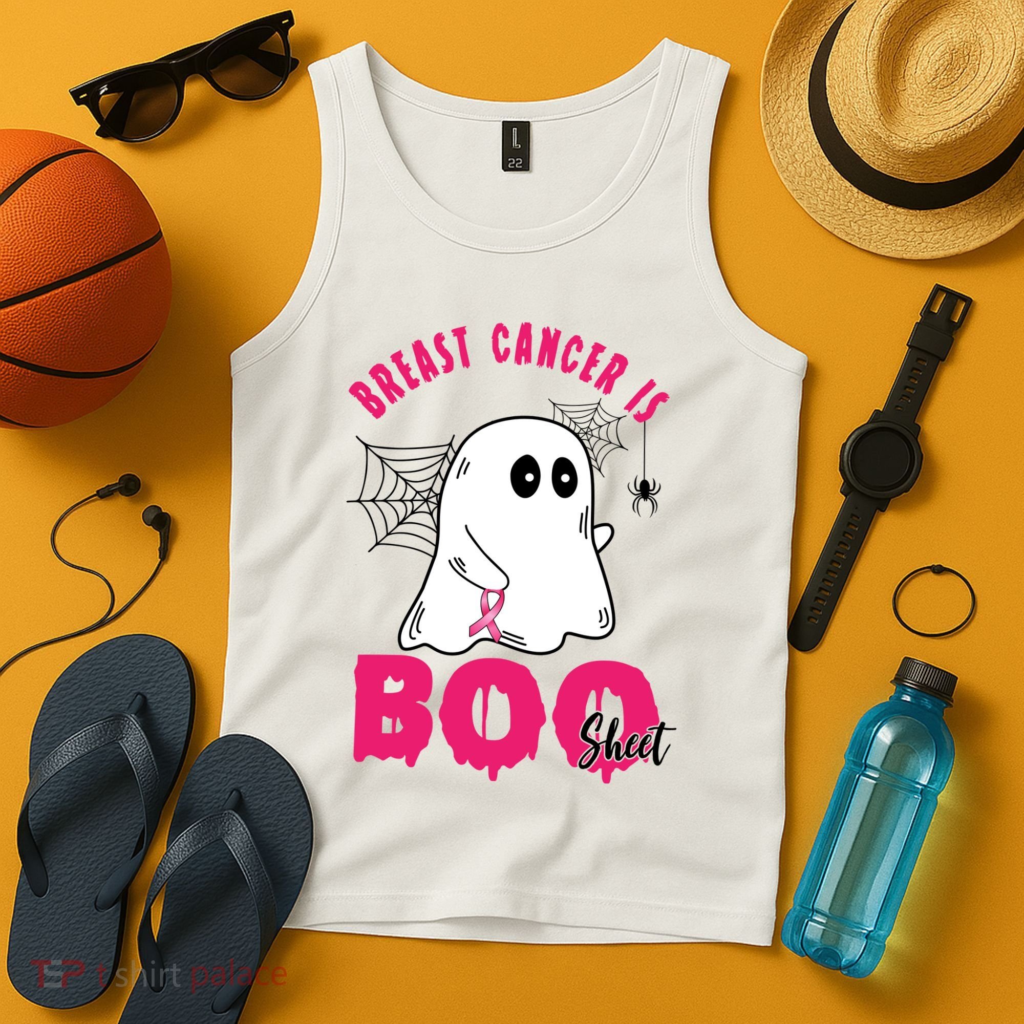 Breast Cancer Is Boo Sheet Halloween Ghost Tank Top