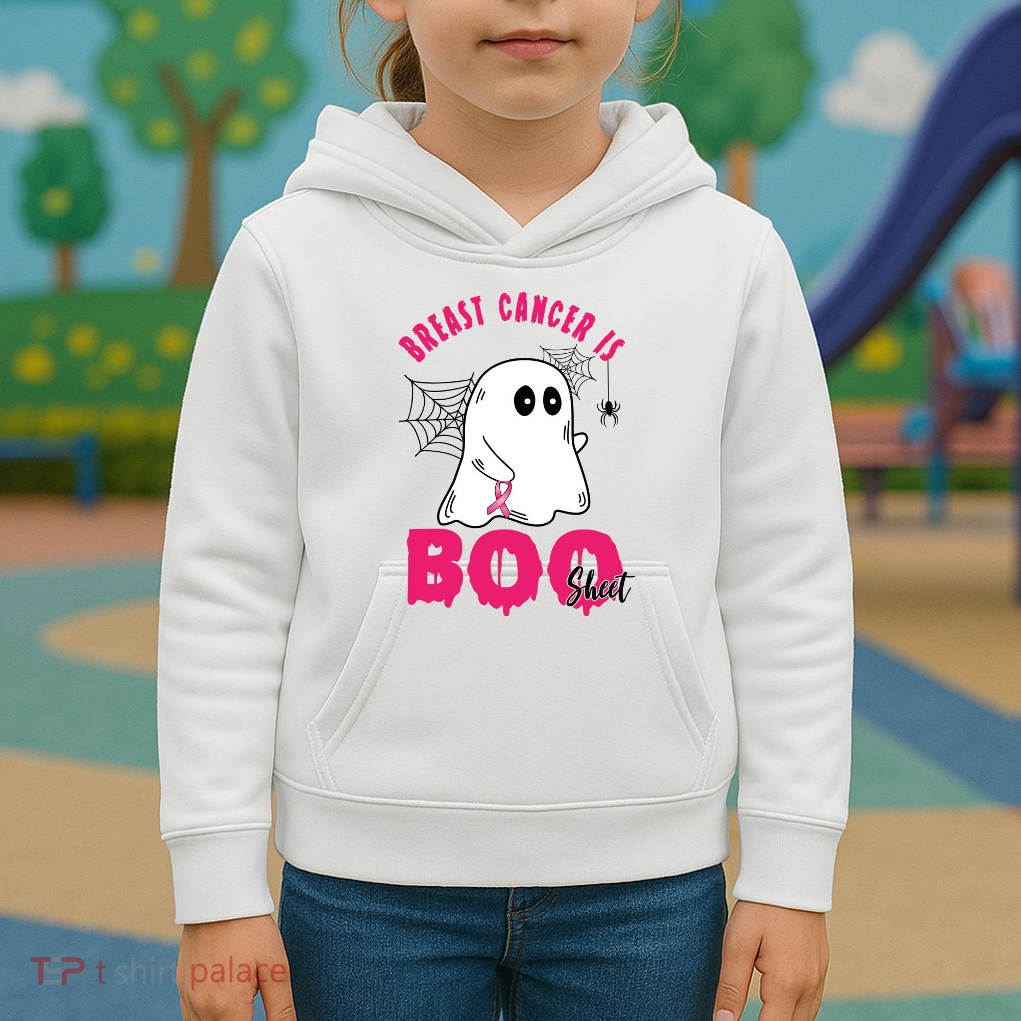 Breast Cancer Is Boo Sheet Halloween Ghost Kids Hoodie