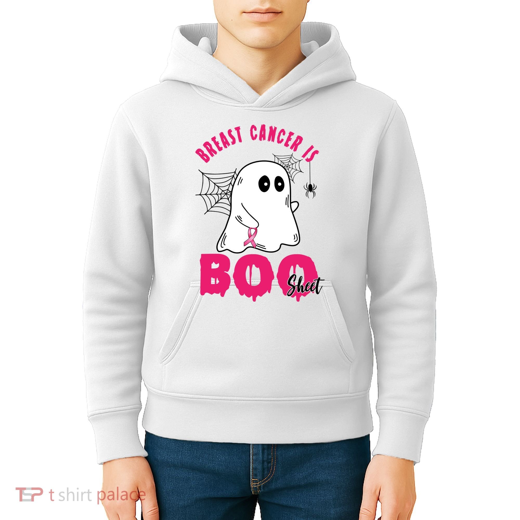 Breast Cancer Is Boo Sheet Halloween Ghost Kids Hoodie