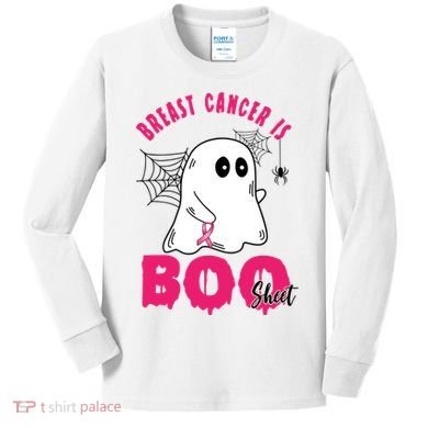 Breast Cancer Is Boo Sheet Halloween Ghost Kids Long Sleeve Shirt