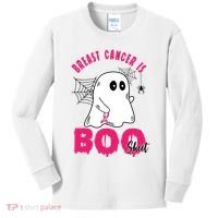 Breast Cancer Is Boo Sheet Halloween Ghost Kids Long Sleeve Shirt thumb 0