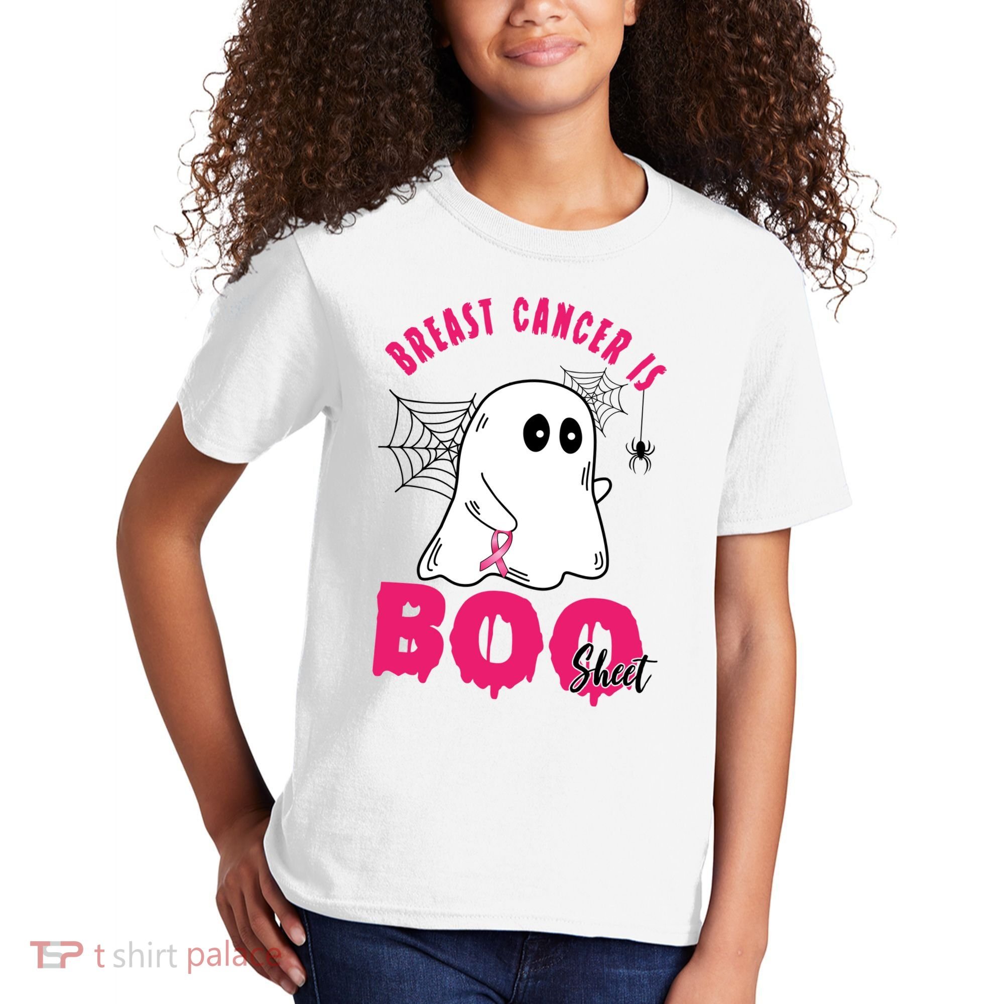 Breast Cancer Is Boo Sheet Halloween Ghost Kids T-Shirt