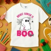 Breast Cancer Is Boo Sheet Halloween Ghost Kids T-Shirt thumb 3