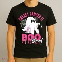 Breast Cancer Is Boo Sheet Halloween Breast Cancer Awareness T-Shirt thumb 3