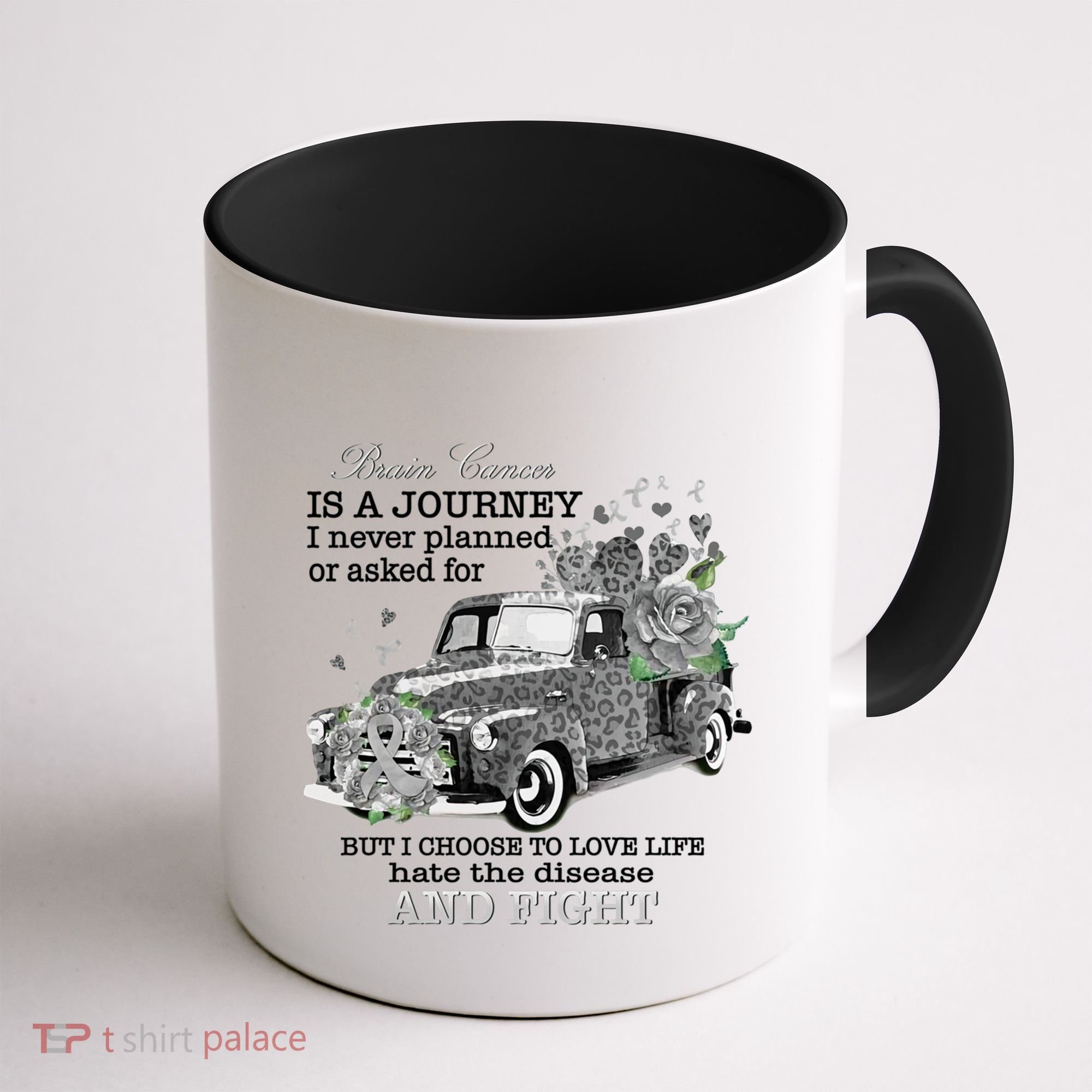 Brain Cancer Is A Journey Brain Cancer Awareness Gift Coffee Mug