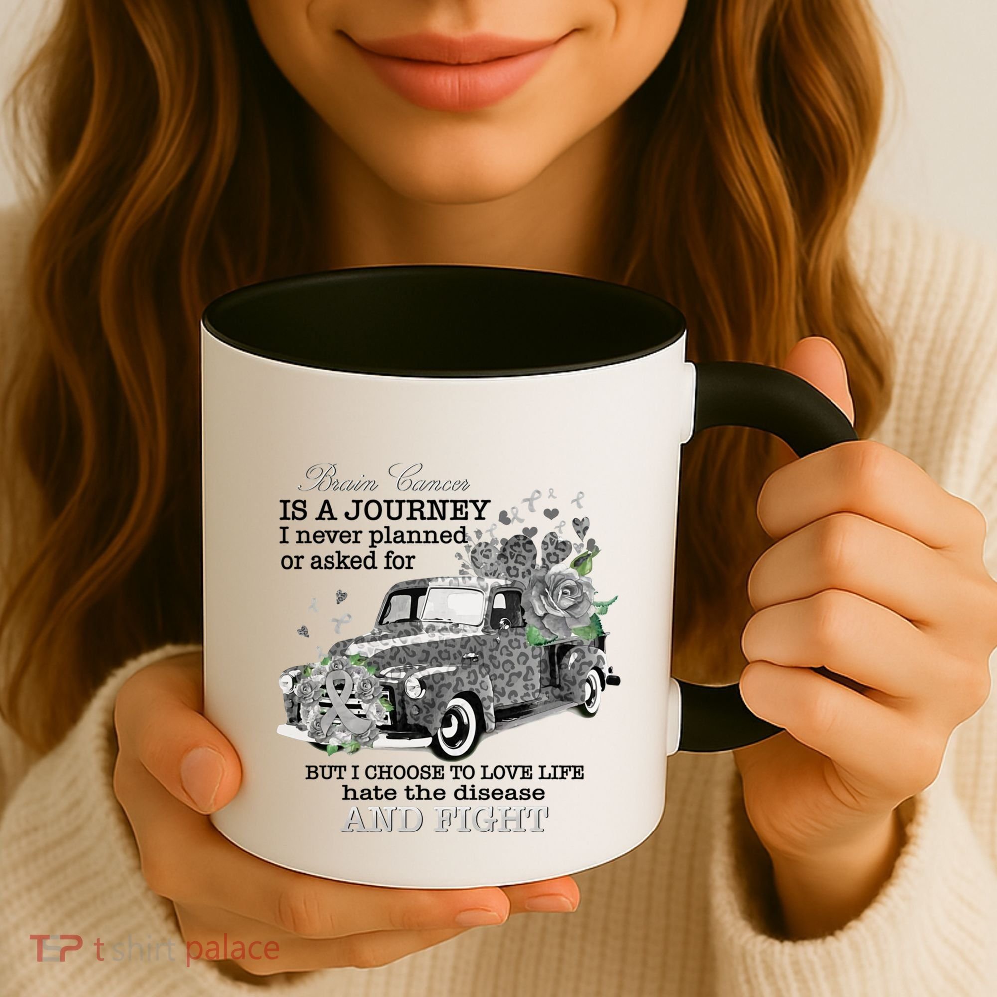 Brain Cancer Is A Journey Brain Cancer Awareness Gift Coffee Mug