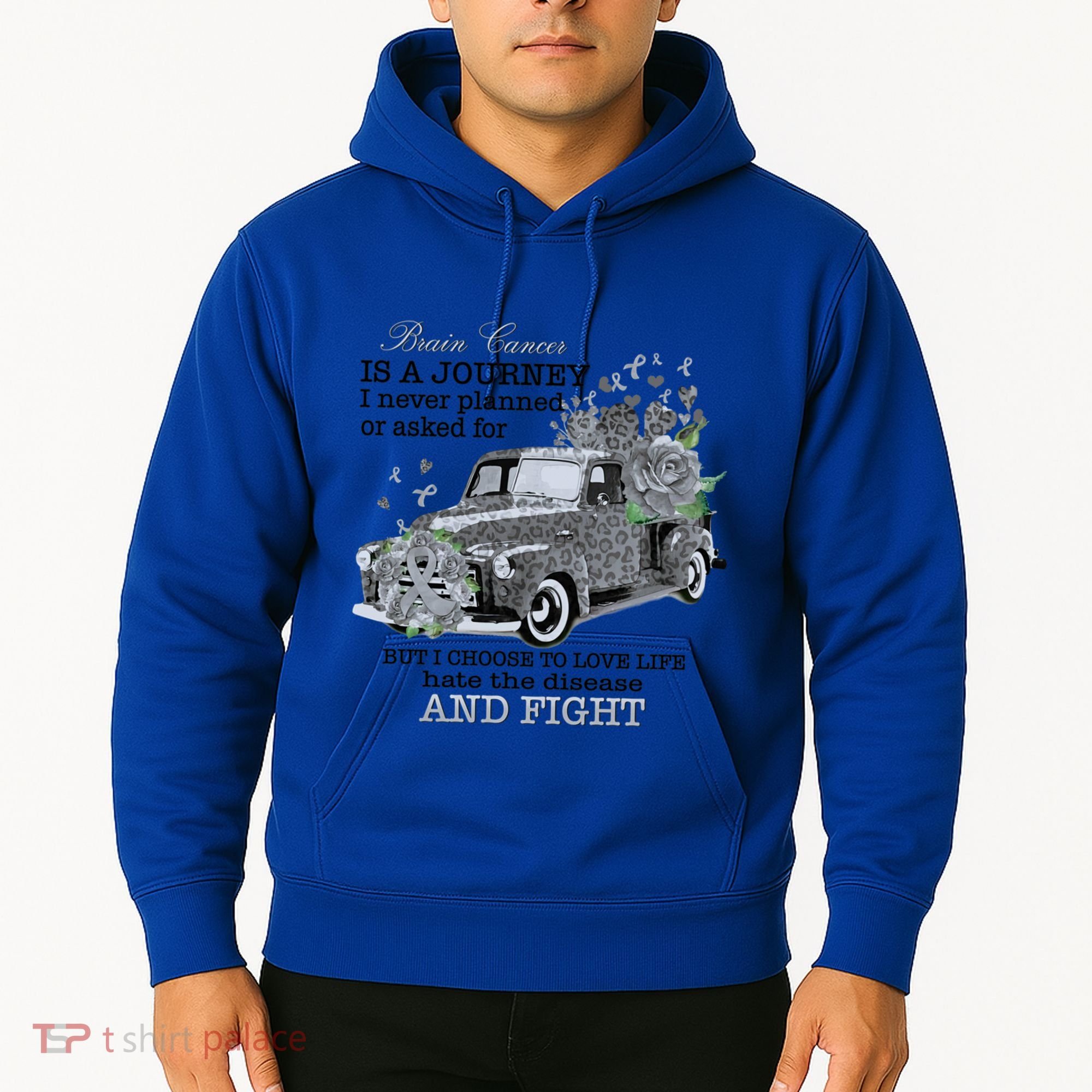 Brain Cancer Is A Journey Brain Cancer Awareness Gift Hoodie