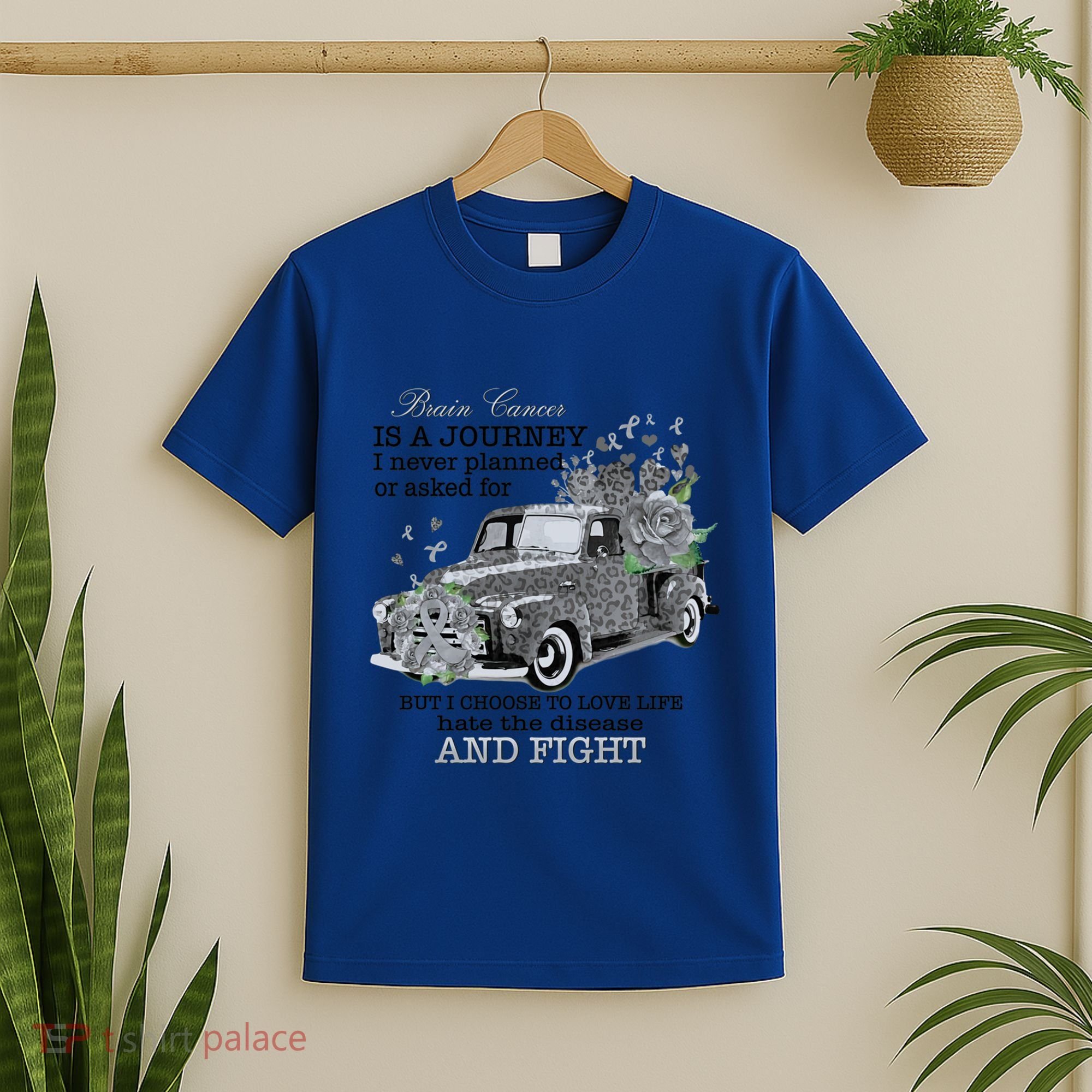 Brain Cancer Is A Journey Brain Cancer Awareness Gift T-Shirt