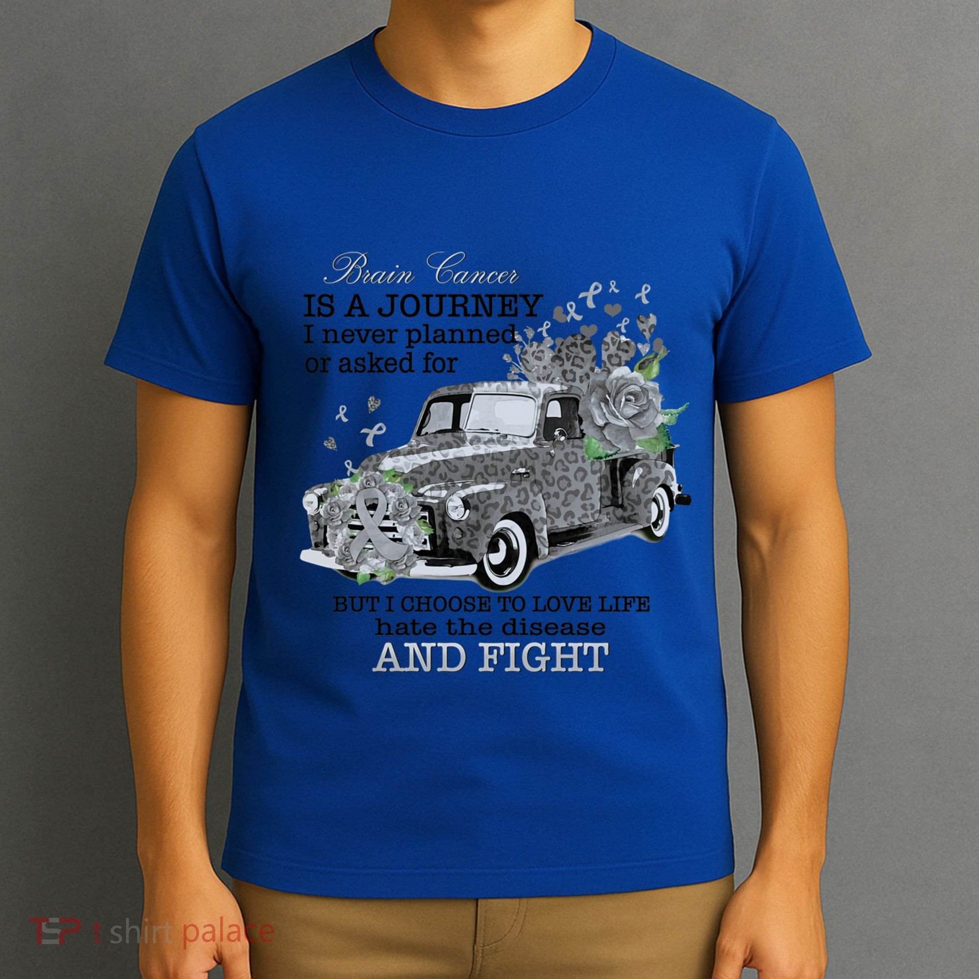 Brain Cancer Is A Journey Brain Cancer Awareness Gift T-Shirt