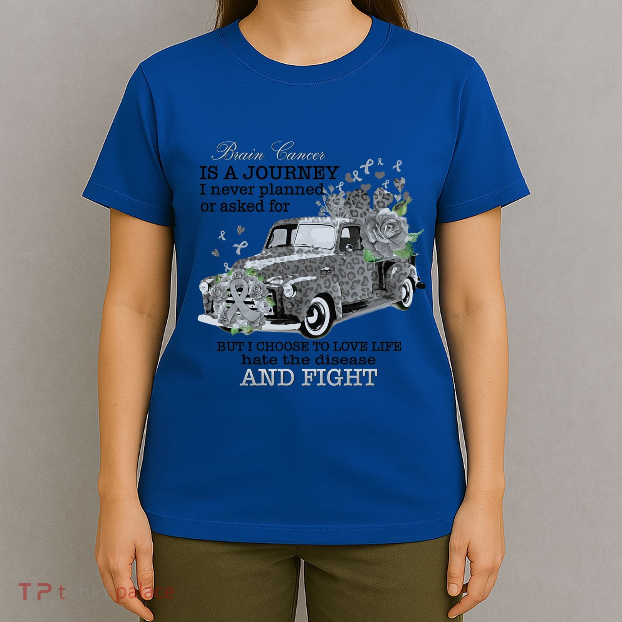 Brain Cancer Is A Journey Brain Cancer Awareness Gift T-Shirt