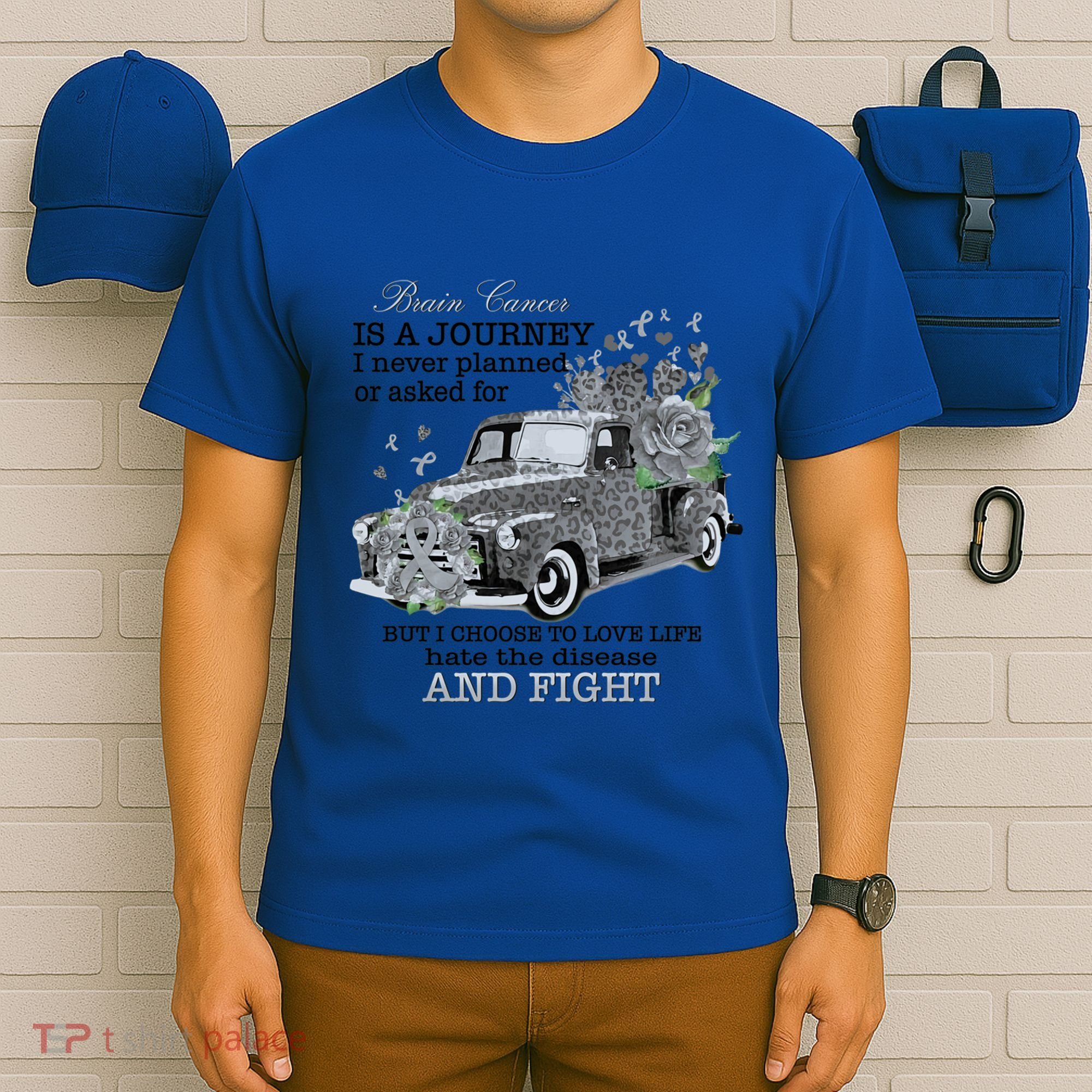 Brain Cancer Is A Journey Brain Cancer Awareness Gift T-Shirt