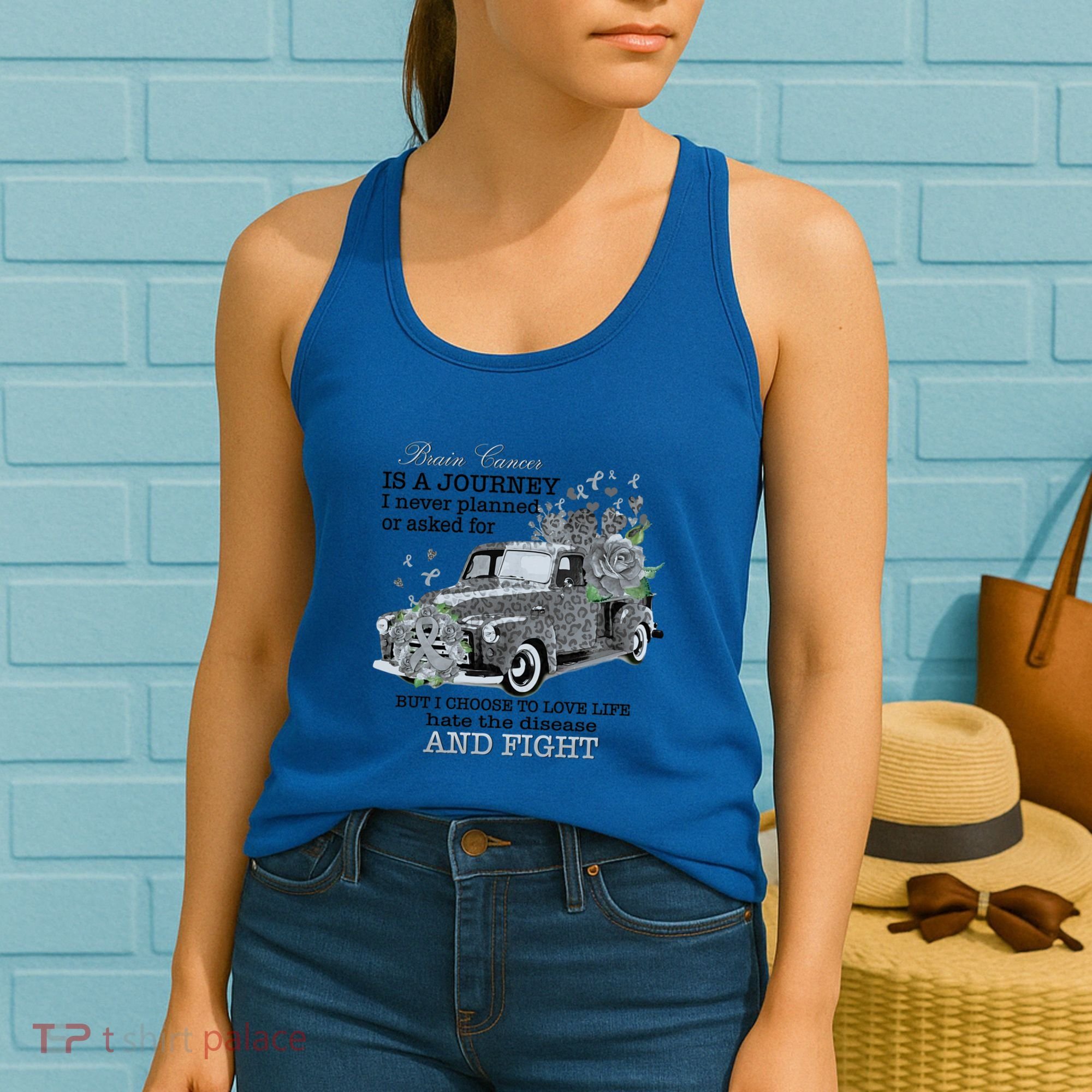 Brain Cancer Is A Journey Brain Cancer Awareness Gift Women's Tank Top