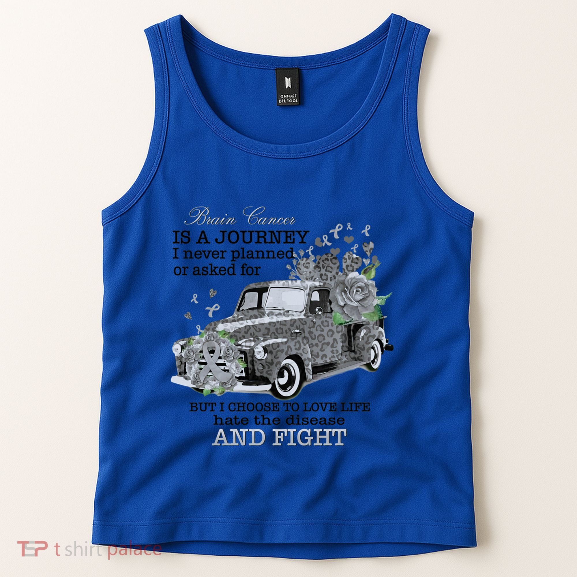 Brain Cancer Is A Journey Brain Cancer Awareness Gift Tank Top