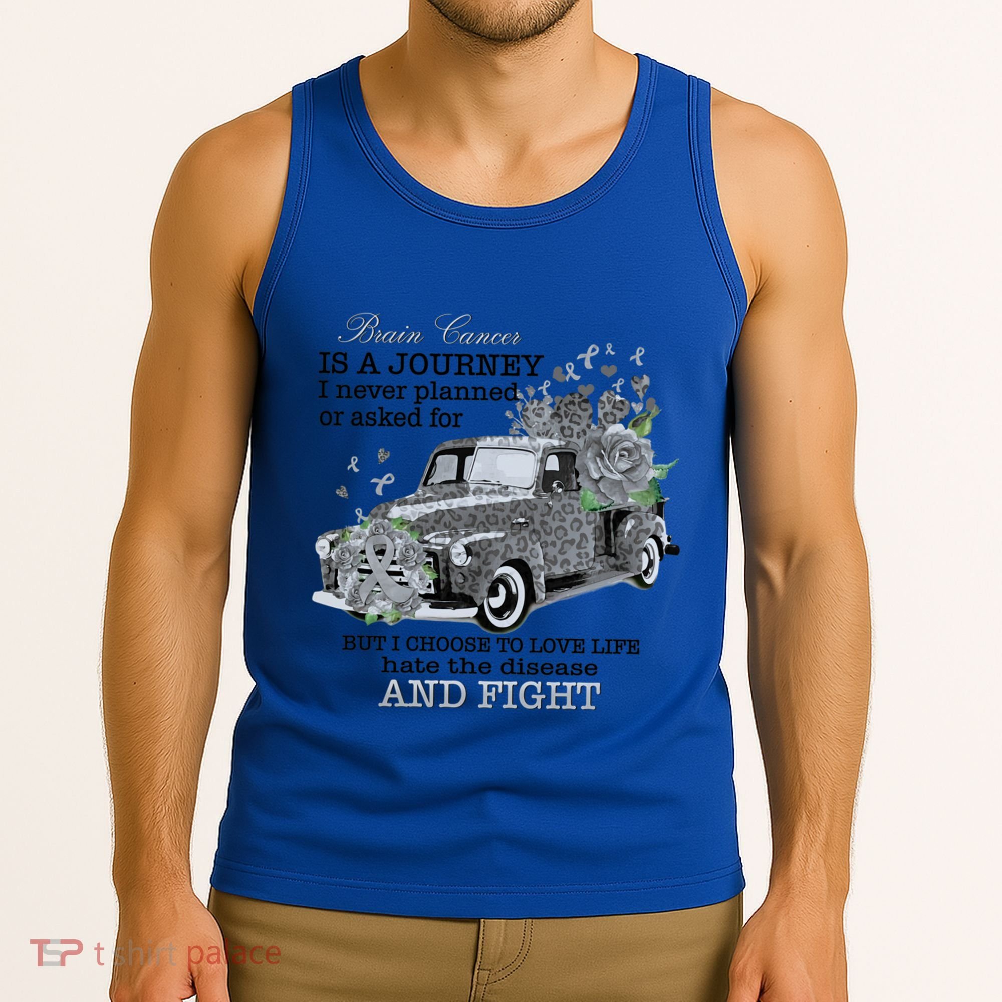 Brain Cancer Is A Journey Brain Cancer Awareness Gift Tank Top