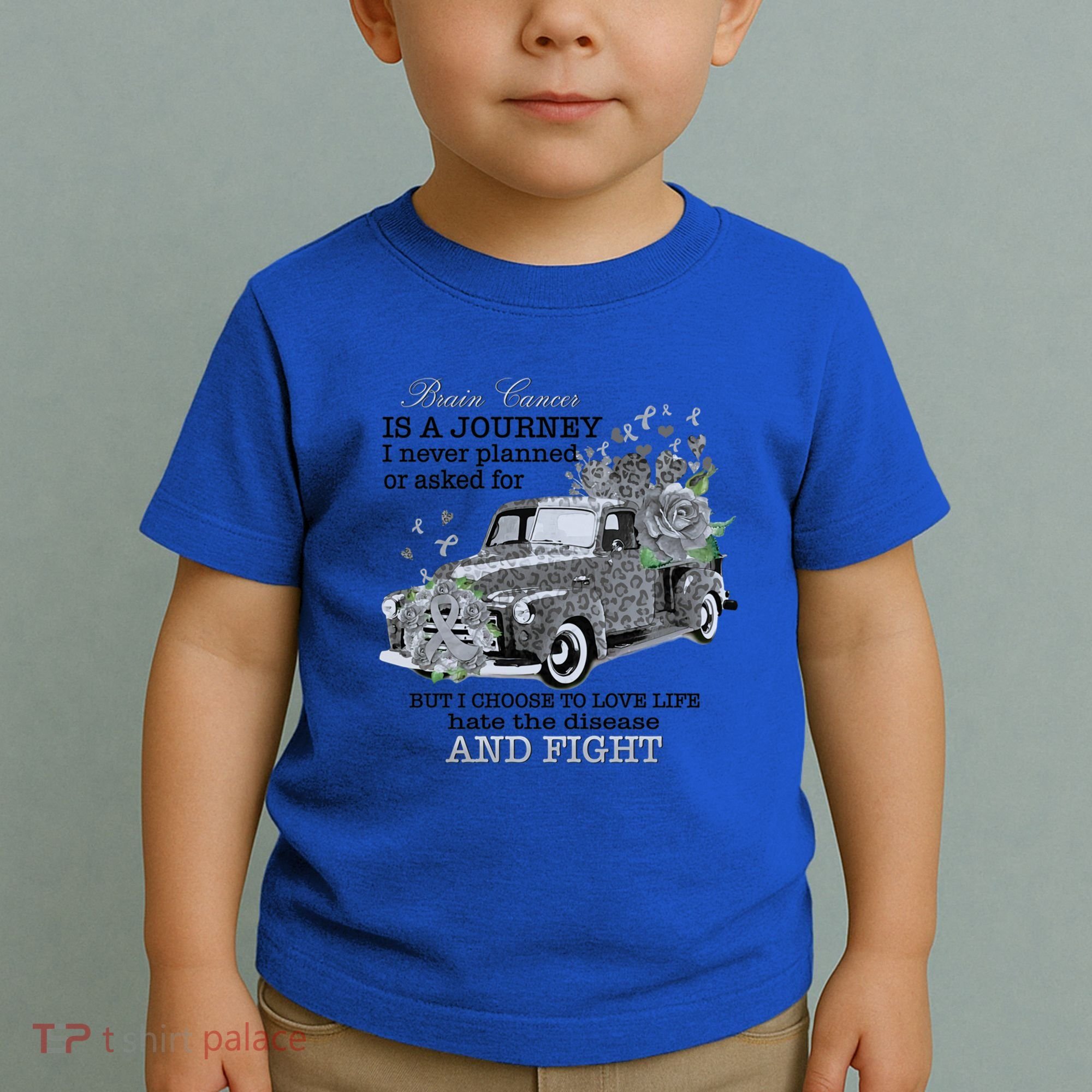 Brain Cancer Is A Journey Brain Cancer Awareness Gift Toddler T-Shirt