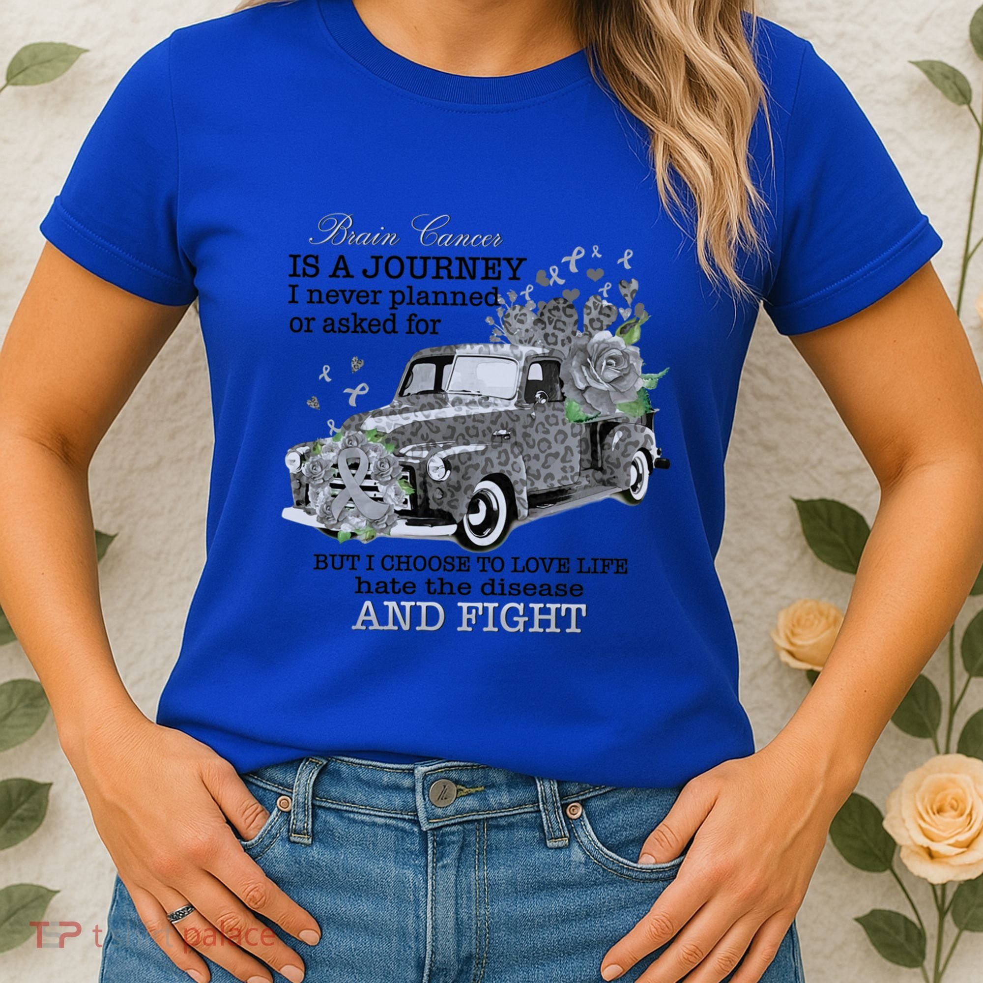 Brain Cancer Is A Journey Brain Cancer Awareness Gift Women's T-Shirt