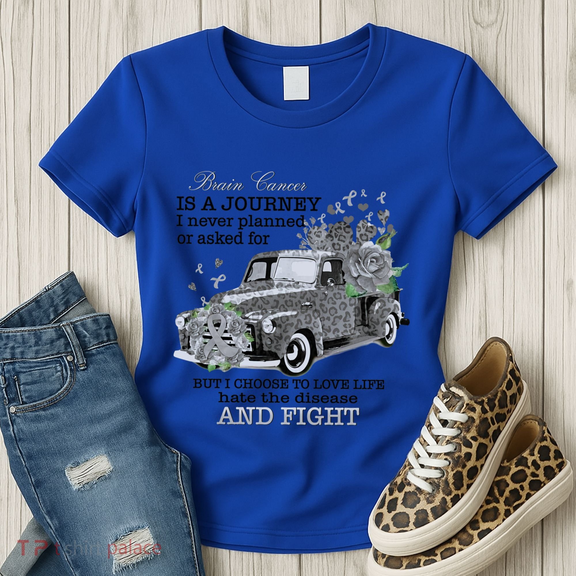 Brain Cancer Is A Journey Brain Cancer Awareness Gift Women's T-Shirt