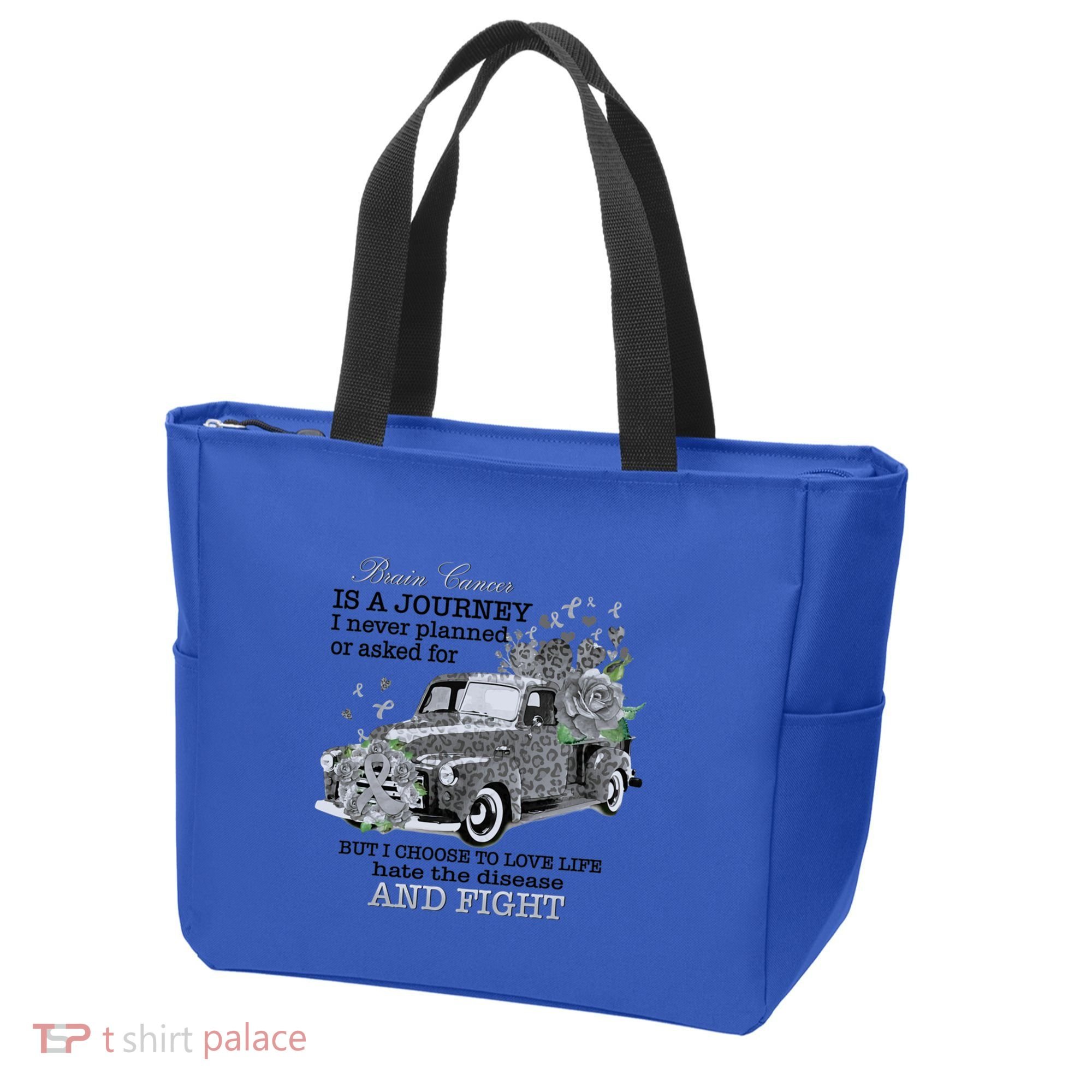 Brain Cancer Is A Journey Brain Cancer Awareness Gift Tote Bag