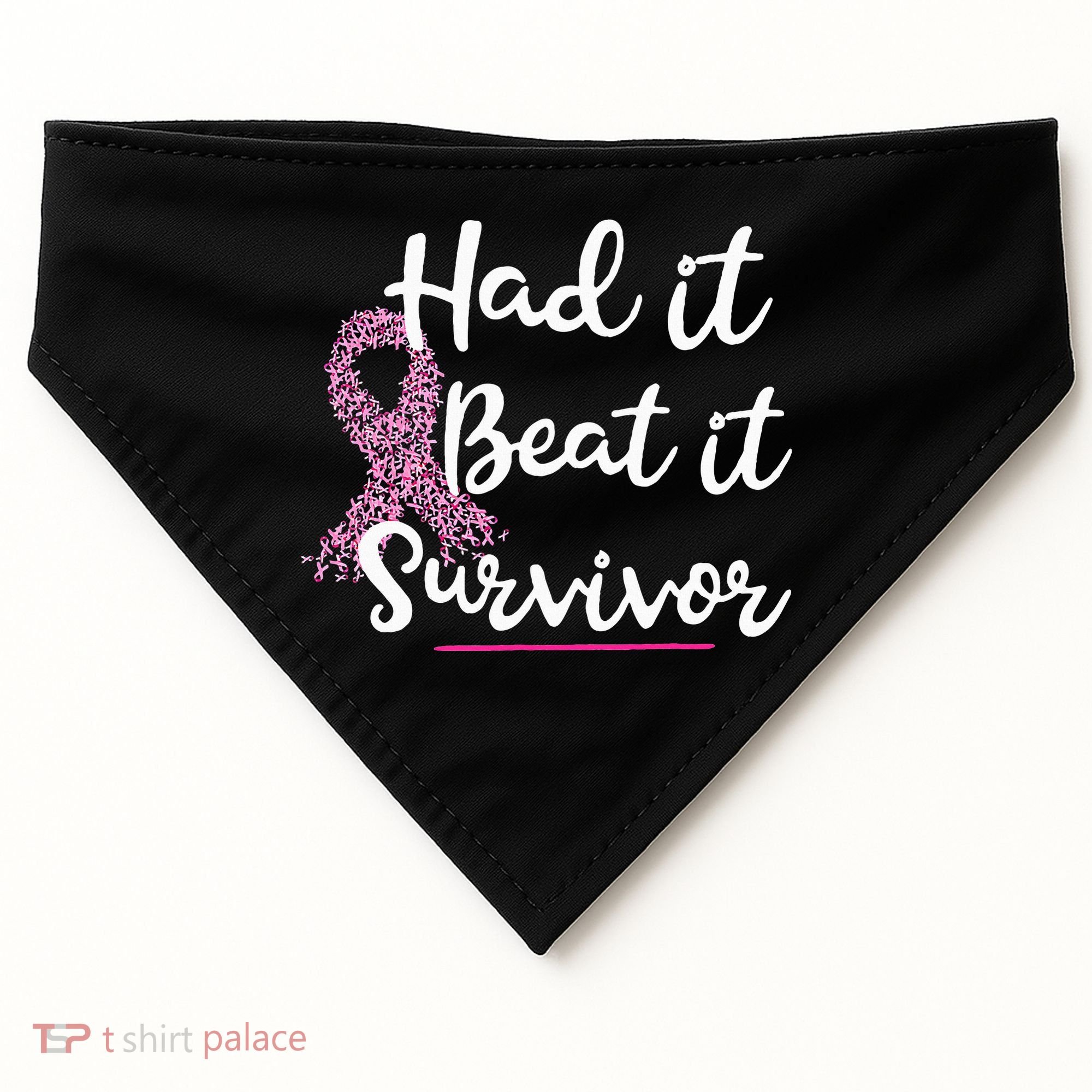 Breast Cancer I Had It I Beat It Survivor Pink Ribbon Gift USA-Made Doggie Bandana