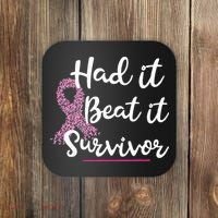 Breast Cancer I Had It I Beat It Survivor Pink Ribbon Gift Coaster thumb 0
