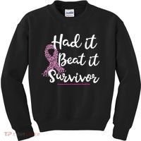 Breast Cancer I Had It I Beat It Survivor Pink Ribbon Gift Kids Sweatshirt thumb 0