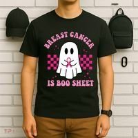 Breast Cancer Is Boo Sheet October Awareness T-Shirt thumb 6