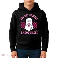 Breast Cancer Is Boo Sheet October Awareness Kids Hoodie thumb 4