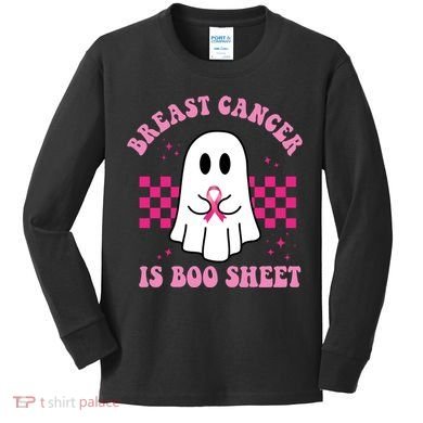 Breast Cancer Is Boo Sheet October Awareness Kids Long Sleeve Shirt