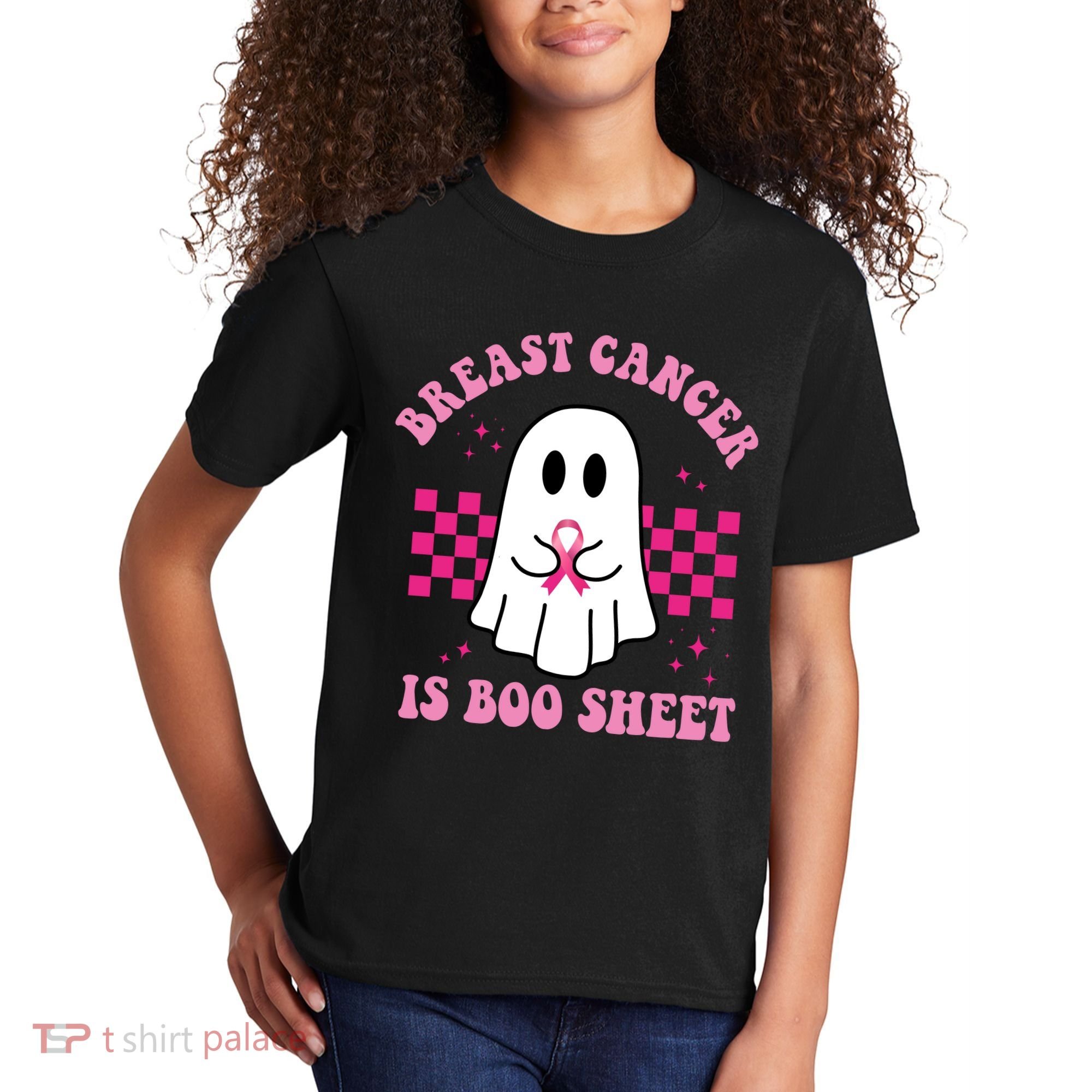 Breast Cancer Is Boo Sheet October Awareness Kids T-Shirt