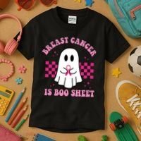 Breast Cancer Is Boo Sheet October Awareness Kids T-Shirt thumb 3