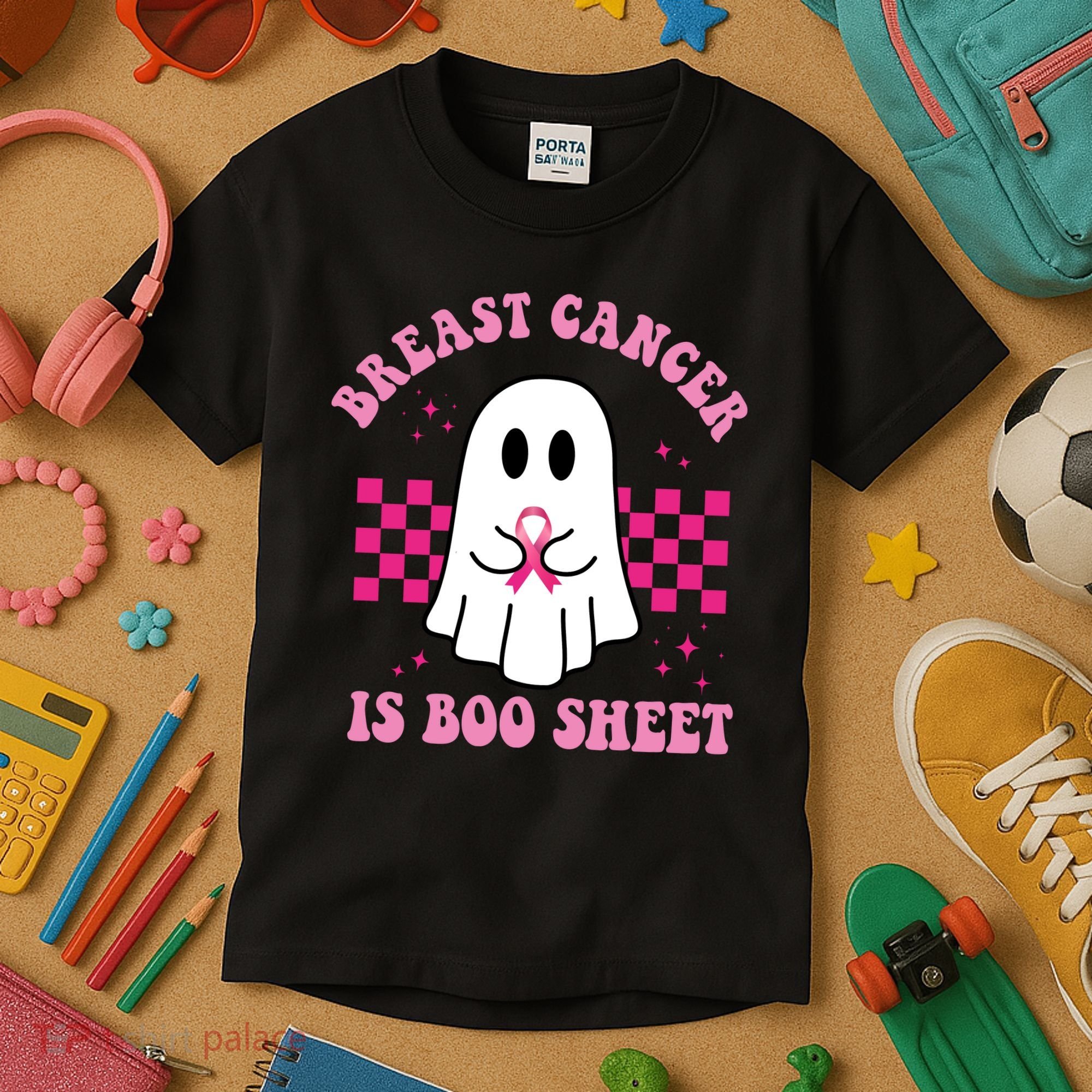 Breast Cancer Is Boo Sheet October Awareness Kids T-Shirt