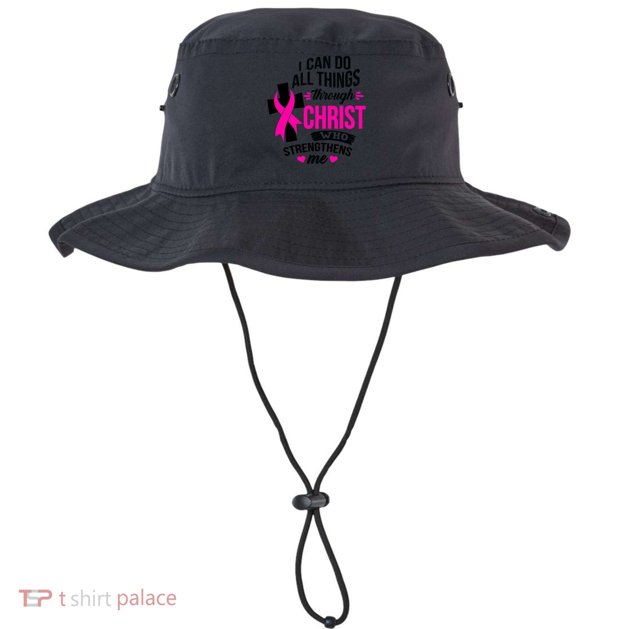 Breast Cancer I Can Do All Things Through Christ Awareness Bucket Hat