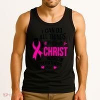 Breast Cancer I Can Do All Things Through Christ Awareness Tank Top thumb 3
