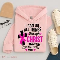 Breast Cancer I Can Do All Things Through Christ Awareness Hoodie thumb 4