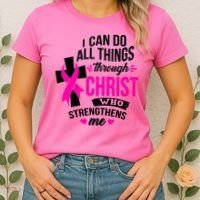 Breast Cancer I Can Do All Things Through Christ Awareness Women's T-Shirt thumb 2