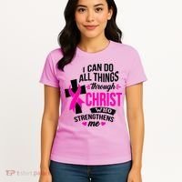 Breast Cancer I Can Do All Things Through Christ Awareness Women's T-Shirt thumb 4