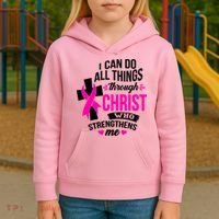 Breast Cancer I Can Do All Things Through Christ Awareness Kids Hoodie thumb 3