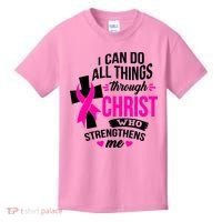 Breast Cancer I Can Do All Things Through Christ Awareness Kids T-Shirt thumb 0