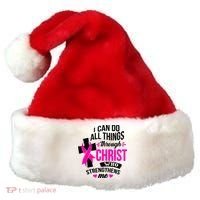 Breast Cancer I Can Do All Things Through Christ Awareness Santa Hat thumb 0