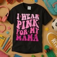 Breast Cancer I Wear Pink For My Mama Kids T-Shirt thumb 3