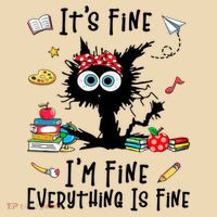 Black Cat It's Fine I'm Fine Everything Is Fine Teacher Life Gift Tote Bag thumb 4